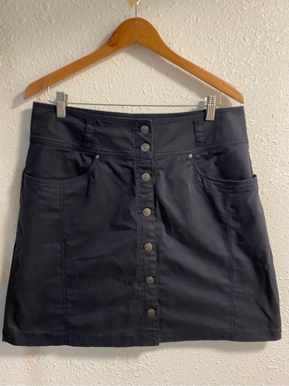 Aventura Navy Button-Front Mini Skirt